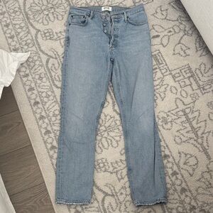 Agolde Straight-Leg Button-Fly Jeans in Light Blue